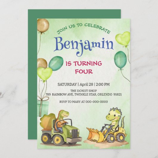 Niedlicher Dinosaurier-Baukastenballon (Vorne/Hinten)