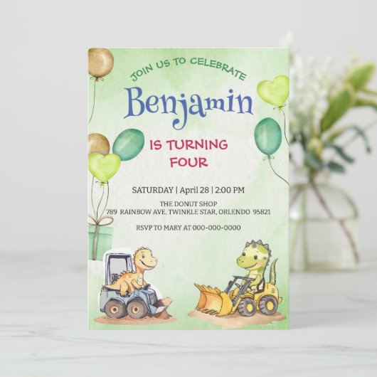 Niedlicher Dinosaurier-Baukastenballon (Stehend Vorderseite)