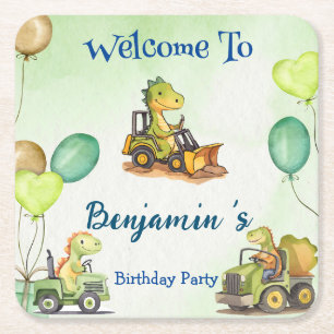 Niedlicher Dinosaurier-Baukastenballon Rechteckiger Pappuntersetzer