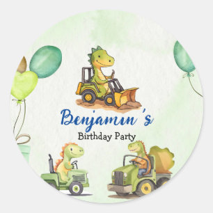 Niedlicher Dinosaurier-Baukastenballon Runder Aufkleber