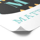 Niedlicher Dinosaurier. Blue Dino für Baby Junge/K Poster (Ecke)