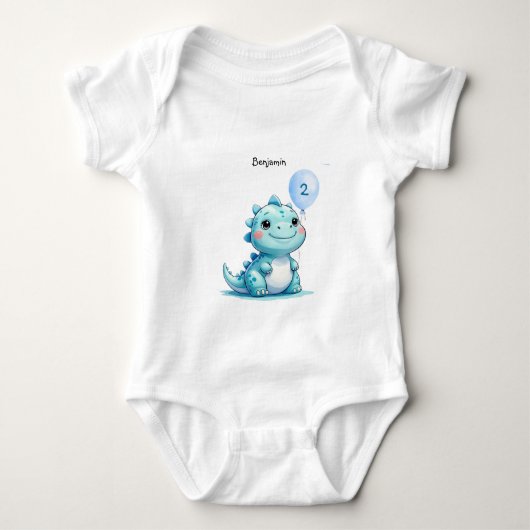 Niedlicher Dinosaurier brüllt Junge Happy Geburtst Baby Strampler (Vorderseite)