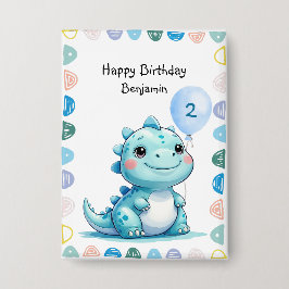 Niedlicher Dinosaurier brüllt Junge Happy Geburtst Button