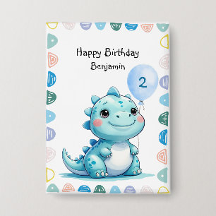 Niedlicher Dinosaurier brüllt Junge Happy Geburtst Button