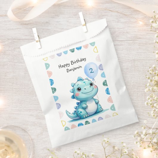 Niedlicher Dinosaurier brüllt Junge Happy Geburtst Geschenktütchen (Ausgeschnitten)