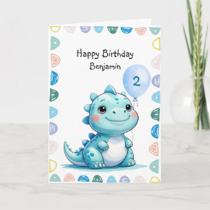 Niedlicher Dinosaurier brüllt Junge Happy Geburtst Karte