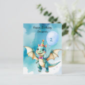 Niedlicher Dinosaurier brüllt Junge Happy Geburtst Postkarte (Stehend Vorderseite)