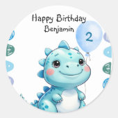 Niedlicher Dinosaurier brüllt Junge Happy Geburtst Runder Aufkleber (Vorderseite)