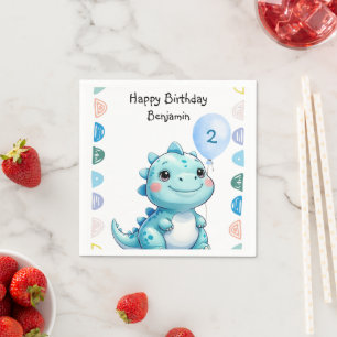 Niedlicher Dinosaurier brüllt Junge Happy Geburtst Serviette