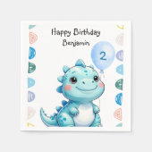 Niedlicher Dinosaurier brüllt Junge Happy Geburtst Serviette (Vorderseite)
