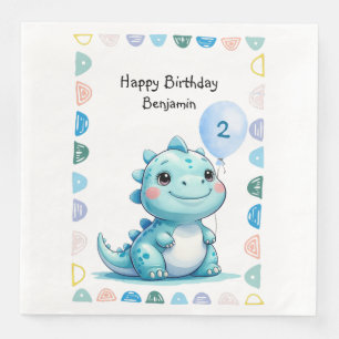 Niedlicher Dinosaurier brüllt Junge Happy Geburtst Serviette