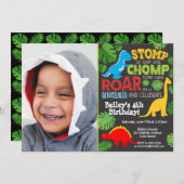 Niedlicher Dinosaurier-buntes Einladung (Vorne/Hinten)