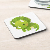 niedlicher Dinosaurier-Cartoon des grünen Babys Untersetzer (Linke Seite)