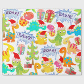 Niedlicher Dinosaurier Cartoon Geschenkpapier (Flach)