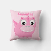 Niedlicher Dinosaurier Cartoon Rosa Kinder Name Th Kissen (Rückseite)