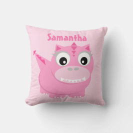 Niedlicher Dinosaurier Cartoon Rosa Kinder Name Th Kissen