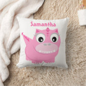 Niedlicher Dinosaurier Cartoon Rosa Kinder Name Th Kissen (Decke)