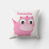 Niedlicher Dinosaurier Cartoon Rosa Kinder Name Th Kissen (Rückseite)