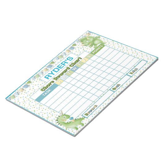 Niedlicher Dinosaurier Chore Rewards Chart Persona Notizblock (angewinkelt)