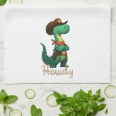 Niedlicher Dinosaurier/Cowboy Geschirrtuch (Gefaltet)