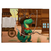 Niedlicher Dinosaurier/Cowboy Große Geschenktüte (Rückseite)