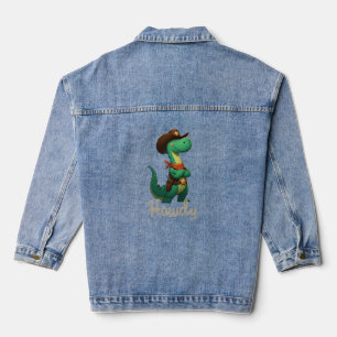Niedlicher Dinosaurier/Cowboy Jeansjacke