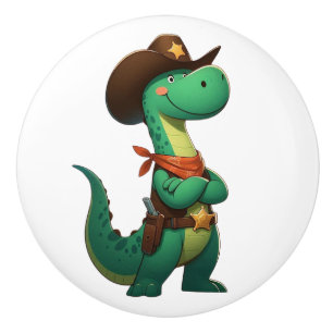 Niedlicher Dinosaurier/Cowboy Keramikknauf