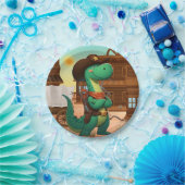 Niedlicher Dinosaurier/Cowboy Pappteller (Party)
