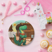 Niedlicher Dinosaurier/Cowboy Pappteller (Party)