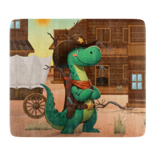 Niedlicher Dinosaurier/Cowboy Schneidebrett