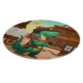 Niedlicher Dinosaurier/Cowboy Schneidebrett (Ecke)