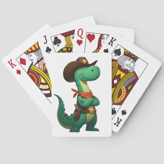 Niedlicher Dinosaurier/Cowboy Spielkarten (Rückseite)
