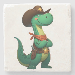 Niedlicher Dinosaurier/Cowboy Steinuntersetzer
