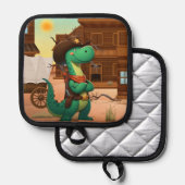 Niedlicher Dinosaurier/Cowboy Topflappen (Vorderseite/Rückseite)