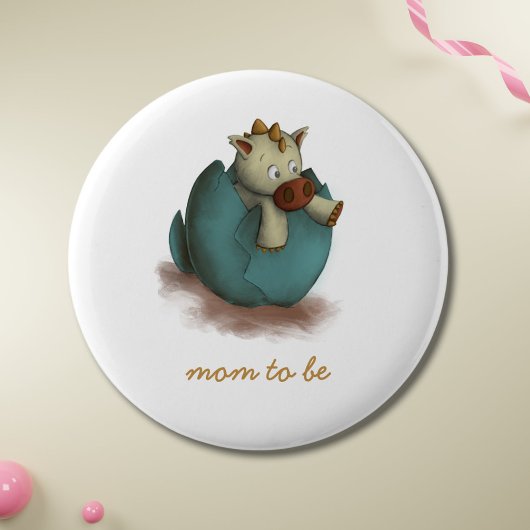 Niedlicher Dinosaurier, der die Mama hatching, um  Button