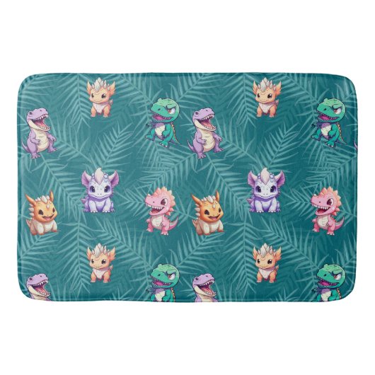 Niedlicher Dinosaurier Dschungel Schule Kindergebu Badematte (Vorderseite)