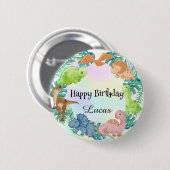 Niedlicher Dinosaurier Dschungel Schule Kindergebu Button (Vorne & Hinten)