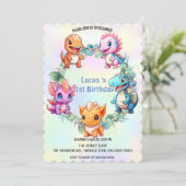 Niedlicher Dinosaurier Dschungel Schule Kindergebu Einladung (Stehend Vorderseite)