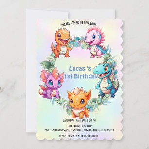 Niedlicher Dinosaurier Dschungel Schule Kindergebu Einladung