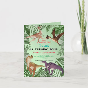 Niedlicher Dinosaurier Dschungel Schule Kindergebu Einladung