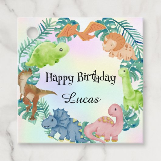 Niedlicher Dinosaurier Dschungel Schule Kindergebu Geschenkanhänger (Vorderseite)