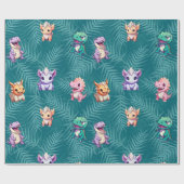 Niedlicher Dinosaurier Dschungel Schule Kindergebu Geschenkpapier (Flach)