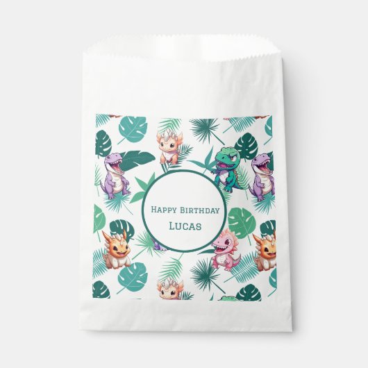 Niedlicher Dinosaurier Dschungel Schule Kindergebu Geschenktütchen (Vorderseite)