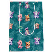 Niedlicher Dinosaurier Dschungel Schule Kindergebu Mittlere Geschenktüte (Rückseite)