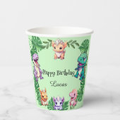 Niedlicher Dinosaurier Dschungel Schule Kindergebu Pappbecher (Vorderseite)