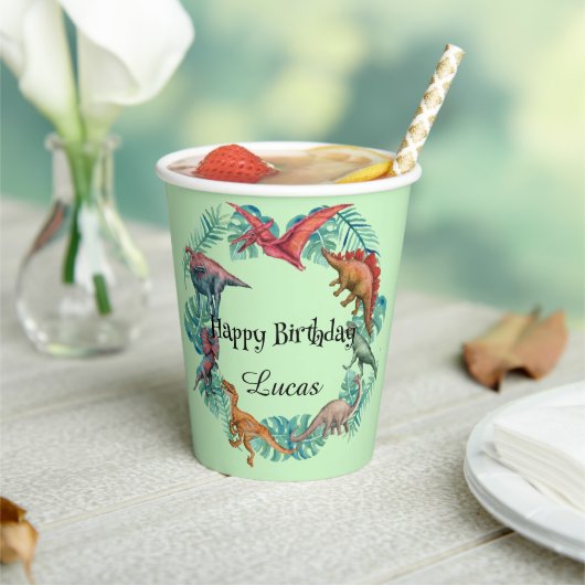 Niedlicher Dinosaurier Dschungel Schule Kindergebu Pappbecher (In Situ)