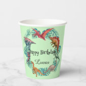 Niedlicher Dinosaurier Dschungel Schule Kindergebu Pappbecher (Vorderseite)