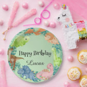 Niedlicher Dinosaurier Dschungel Schule Kindergebu Pappteller (Party)