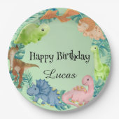 Niedlicher Dinosaurier Dschungel Schule Kindergebu Pappteller (Vorderseite)