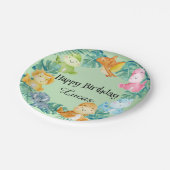 Niedlicher Dinosaurier Dschungel Schule Kindergebu Pappteller (Schrägansicht)